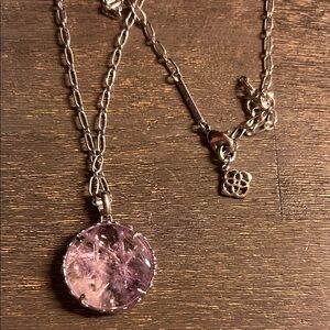 Kendra Scott Long Silver and Purple Pendant Necklace
